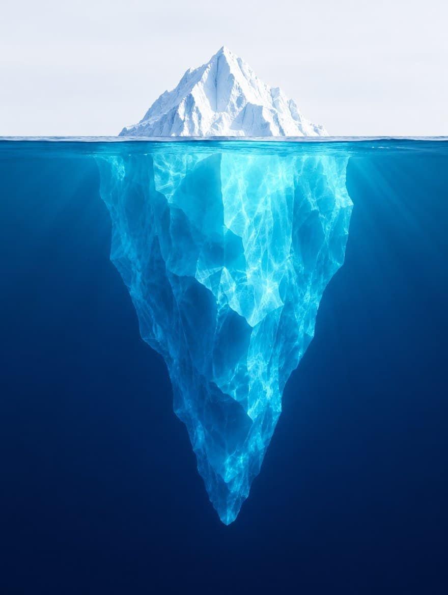 Iceberg : une petite pointe émergée et, sous la surface, une masse bien plus grande.
